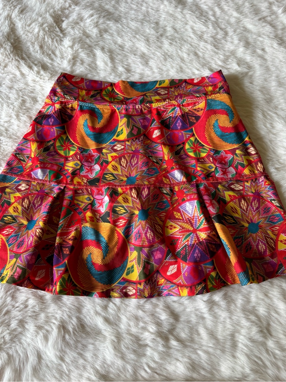 doña jo Colorful Geometric mini Circle-Print Skater Skirt